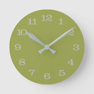 Avocado   solid  green round clock