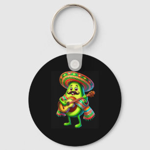 Avocado Sombrero Guitar Cinco De Mayo Boys Kids Me Keychain