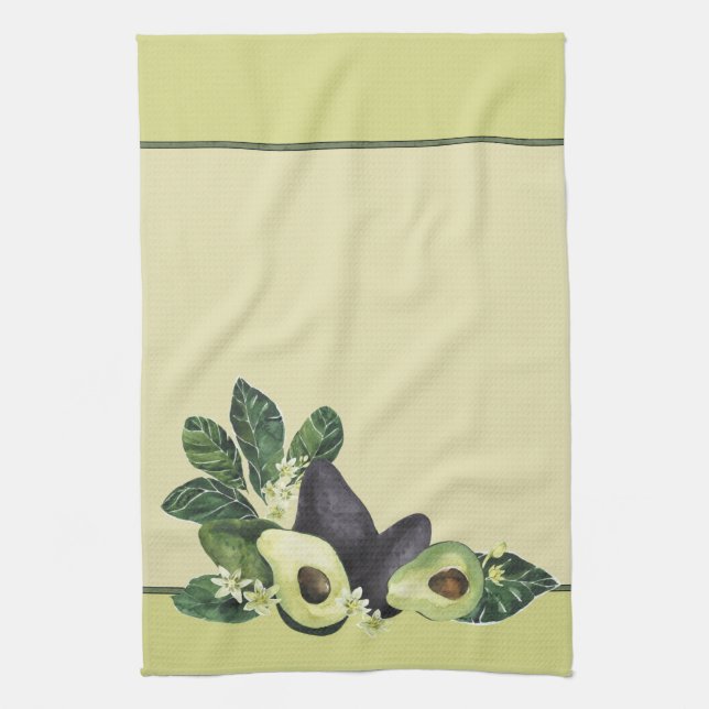 Avocado Still Life Watercolor Print  Kitchen Towel (Vertical)