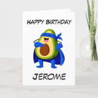 Avocado superhero kids superhero birthday cards