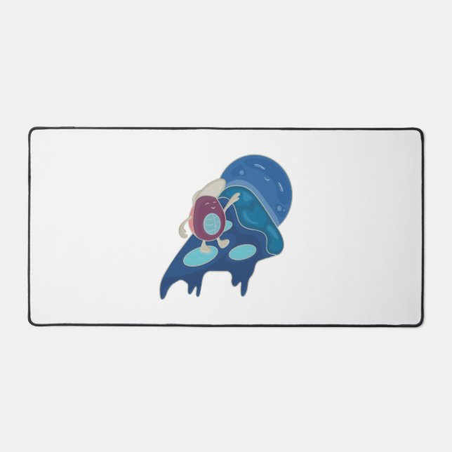 Avocado Surfing on a Slice of Pizza Night Version Desk Mat (Front)