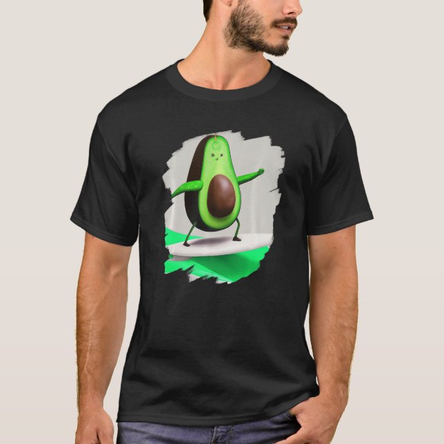Avocado Surfing Surfer Riding Wave Ocean Cool Surf T-Shirt (Front)