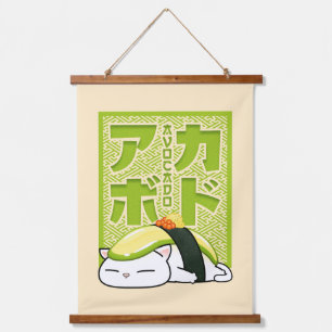 Avocado Sushi Cat Hanging Tapestry