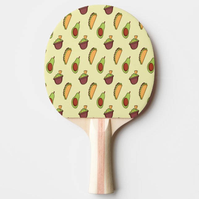 Avocado Taco Yellow Ping Pong Paddle (Front)
