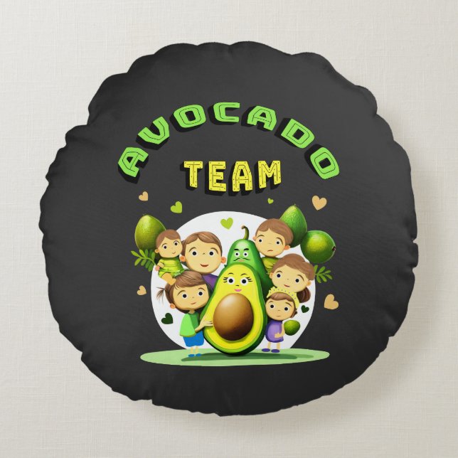 Avocado team round pillow (Front)