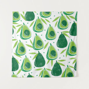 Avocado, textured stamp, seamless pattern. tapestry