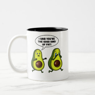 Avocado The Good Kind Of Fat Funny Vegan Joke Two-Tone Coffee Mug