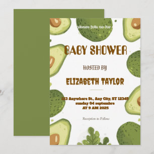 Avocado Themed Baby Shower Invitation 