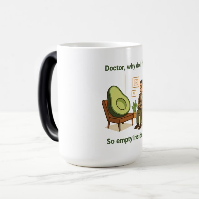 Avocado Therapy Why Am I Empty Inside Magic Mug (Front Left)