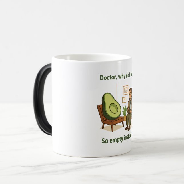Avocado Therapy Why Am I Empty Inside Magic Mug (Front Left)