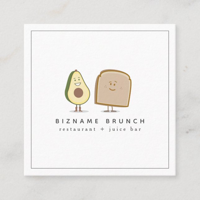 Avocado + Toast Brunch Restaurant Chef Square Square Business Card (Front)