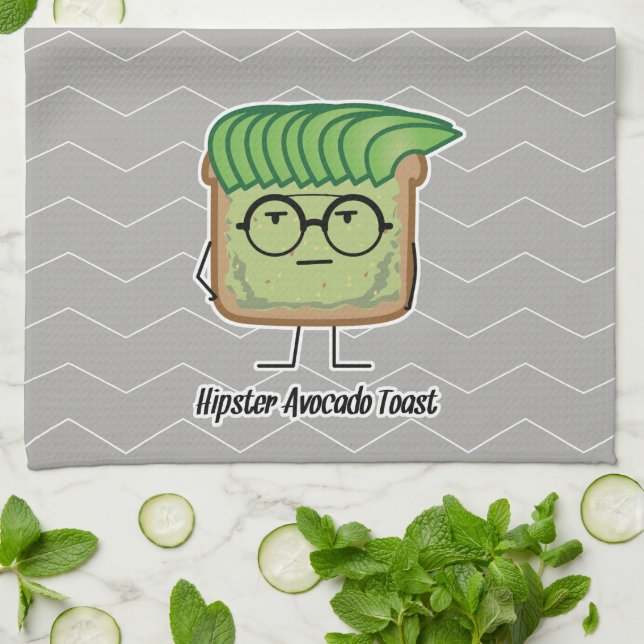 Avocado Toast Hipster glasses greaser hair Kitchen Towel (Folded)
