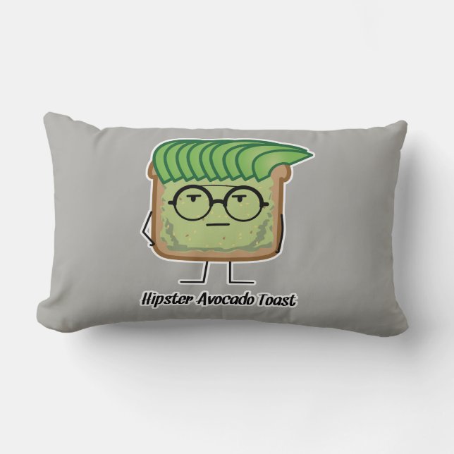 Avocado Toast Hipster glasses greaser hair Lumbar Pillow (Front)