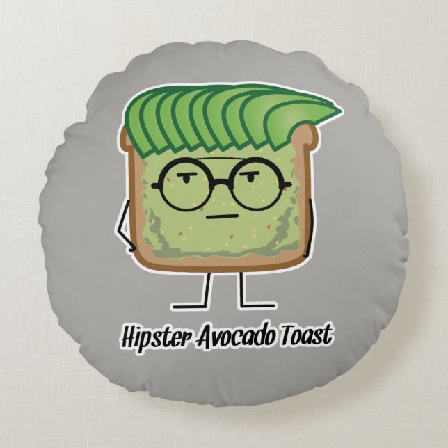 Avocado Toast Hipster glasses greaser hair Round Pillow (Front)