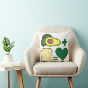 Avocado + Toast = Love Foodie Foor Pair Heart Throw Pillow