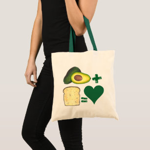Avocado + Toast = Love Foodie Foor Pair Heart Tote Bag