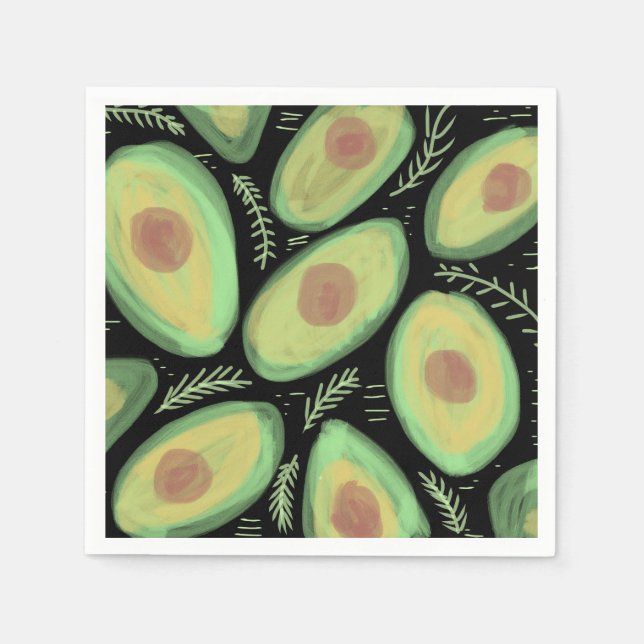 Avocado Tomato Salad Greenery Pattern Napkin (Front)