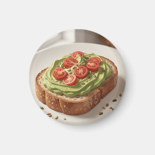 Avocado Tomato Toast Fresh Breakfast Art Magnet