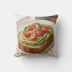 Avocado Tomato Toast Fresh Breakfast Art Throw Pillow