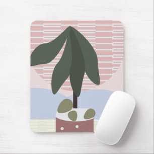 Avocado Tree Blush Muted Geometric Mouse Pad