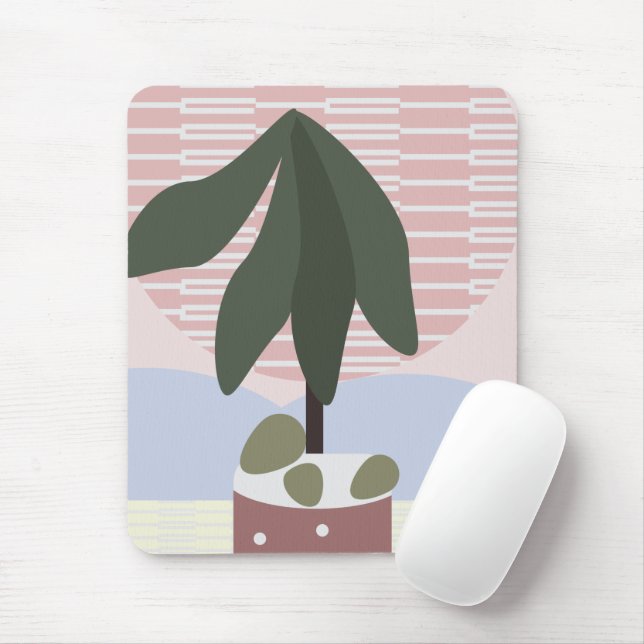 Avocado Tree Blush Muted Geometric   Mouse Pad (With Mouse)