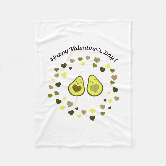 Avocado Valentine Fleece Blanket (Front)