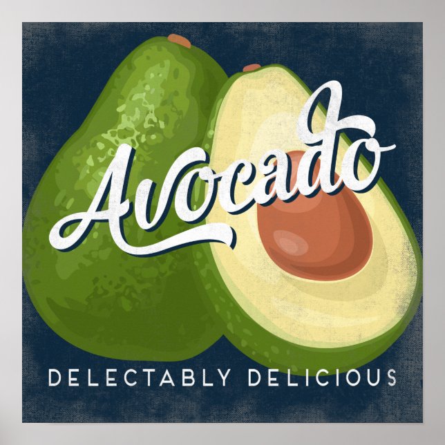 Avocado Vintage Fruit Label Vegetable Poster (Front)