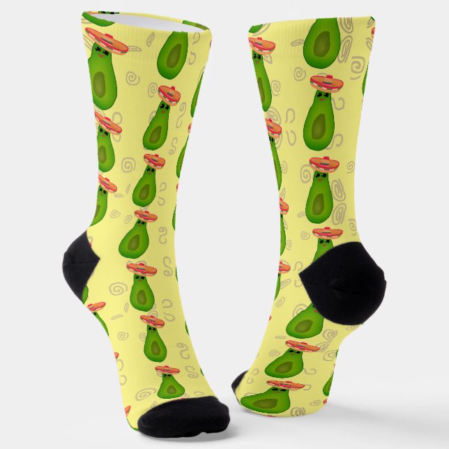 Avocado Wearing Sombrero Socks (Angled)