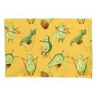 Avocado Workout: Fun Watercolor Pattern Pillowcase