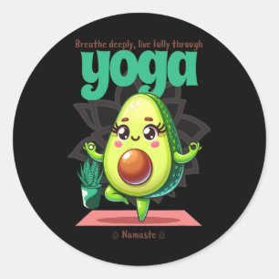 Avocado Yoga Namaste - Cute Kawaii Fitness And Hea Classic Round Sticker