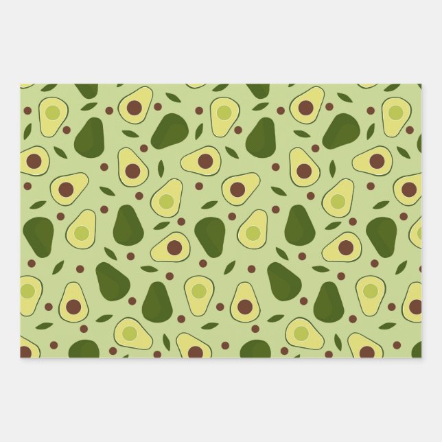 Avocados and leaves wrapping paper sheet (Front)