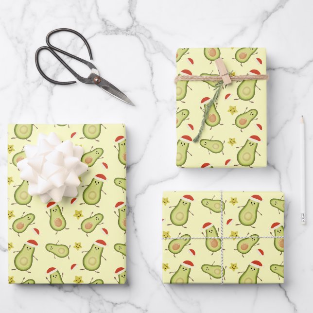Avocados & Christmas Wrapping Paper Sheet (Front)