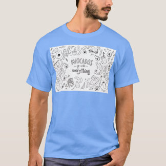 Avocados go with everything Illustrated Pattern T-Shirt