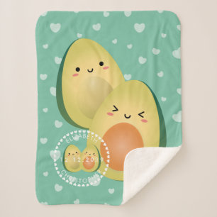 Avocados in Love Funny Couple Let's Avocuddle Sherpa Blanket