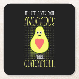Avocados Make Guacamole Square Paper Coaster