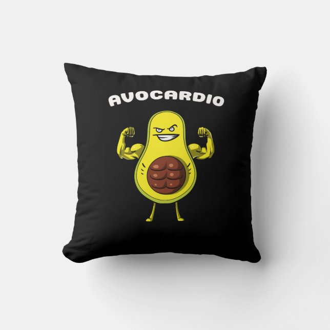 Avocardio Fitness Avocado Funny Vegan Workout Joke Throw Pillow (Front)