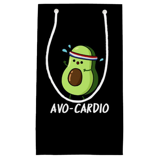 Avocardio Funny Excercise Avocado Pun Dark BG Small Gift Bag (Front)