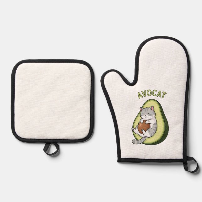 Avocat Cuteness Oven Mitt & Pot Holder Set (Front)