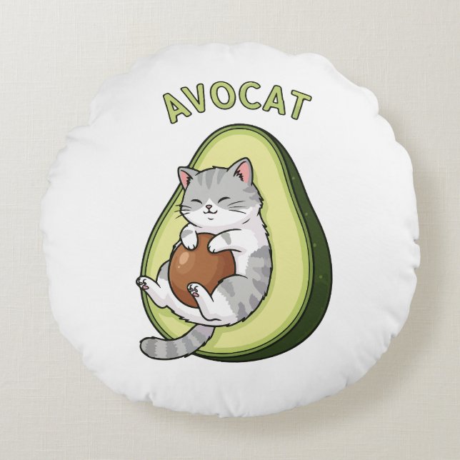 Avocat Cuteness Round Pillow (Front)