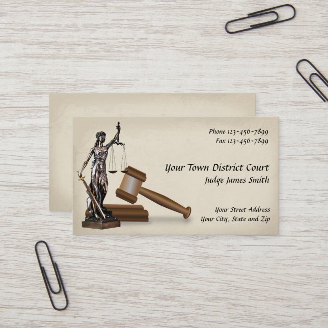 Avocat de la Lady Justice Procureur de la Carte de (Devant/Arrière en situation)