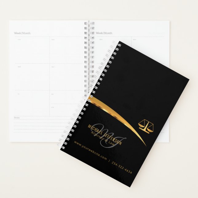 Avocat de monographie en droit - Noir et or (Devant avec enveloppe)