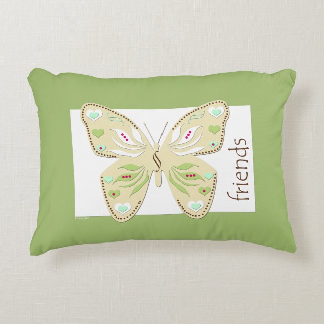 Avocat et beige de coussin d'accent d'amis de (Devant)