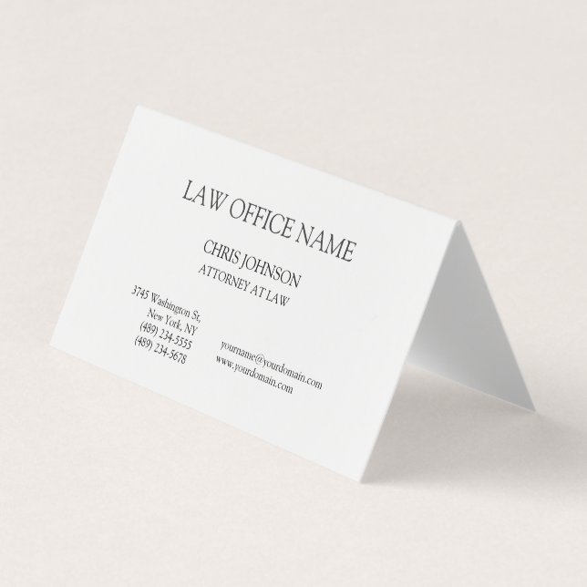 Avocat noir et blanc Carte de visite de droit (Devant)