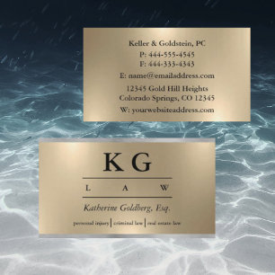Avocat Shiny Gold & Silver Carte de visite