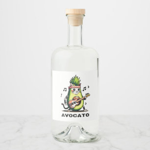 Avocato Bassist - Punk Cat Avocado Pixel Art Liquor Bottle Label