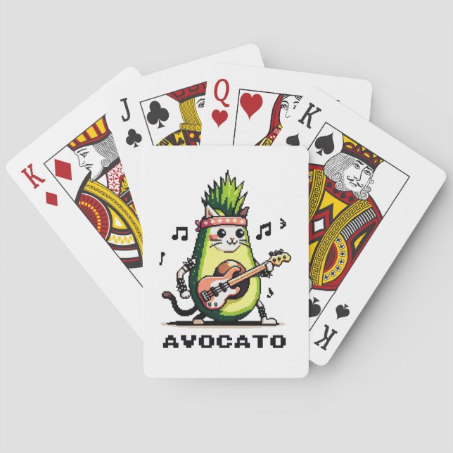 Avocato Bassist - Punk Cat Avocado Pixel Art Playing Cards (Back)