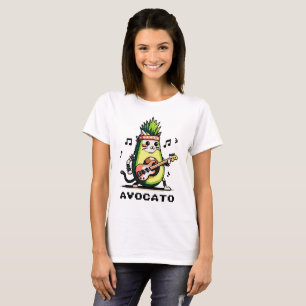 Avocato Bassist - Punk Cat Avocado Pixel Art T-Shirt