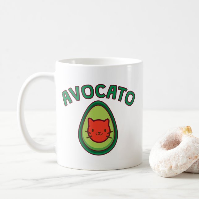 Avocato Cat and Avocado Funny Cat Lover Coffee Mug (With Donut)