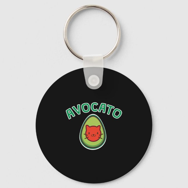 Avocato Cat and Avocado Funny Cat Lover Keychain (Front)