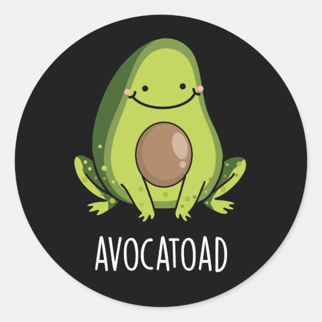 Avocatoad Funny Avocado Toad Pun Dark BG Classic Round Sticker (Front)